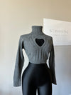 Heart-Cutout Knit Sweaters: Gray and Cream Edition