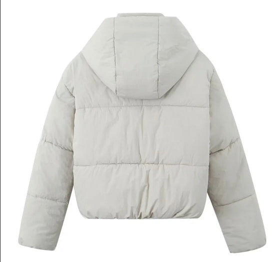 White Cozy Puffer Jacket with Hood