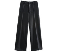  Black High-Waisted Wide-Leg Faux Leather Pants