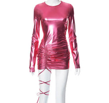  Metallic pink fusion mini dress