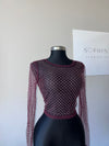 Burgundy Sheer Garnet Sparkle Top