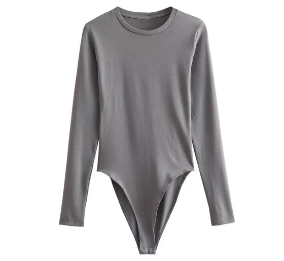 gray basic body suit