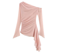  one-shoulder ruched asymmetrical blouse