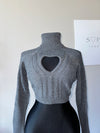 Heart-Cutout Knit Sweaters: Gray and Cream Edition