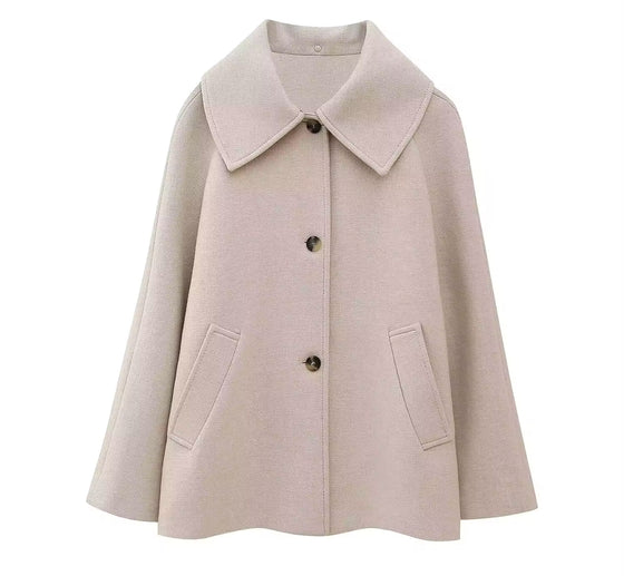 chic and elegant beige cape-style coat