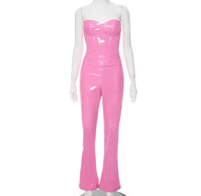  Lether pink corset set