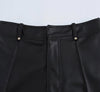 Black High-Waisted Wide-Leg Faux Leather Pants