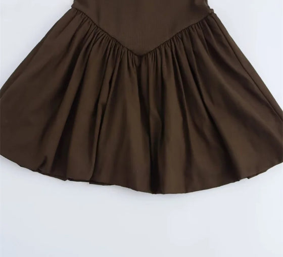 Brown mini globe dress