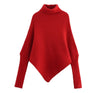 Bold Red Asymmetric Turtleneck Sweater