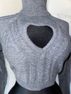 Heart-Cutout Knit Sweaters: Gray and Cream Edition