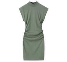  Green gray comfy mini dress