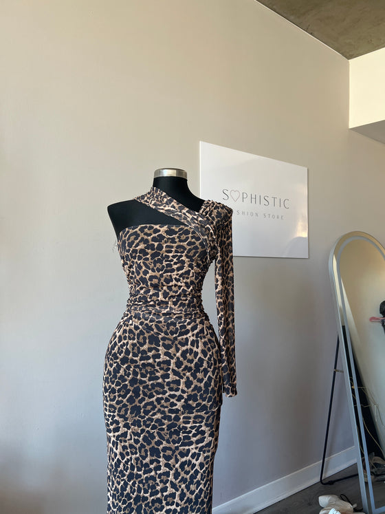 Fierce Leopard One-Shoulder Dress