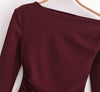 Asymmetric Ruched Long-Sleeve Top Trio