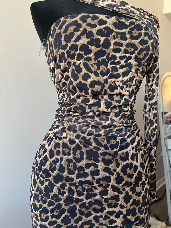 Fierce Leopard One-Shoulder Dress