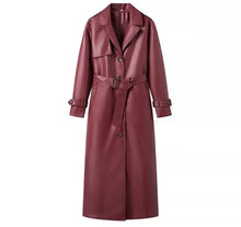  Dark cherry coat faux lether