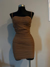 Dress with  stones color camel