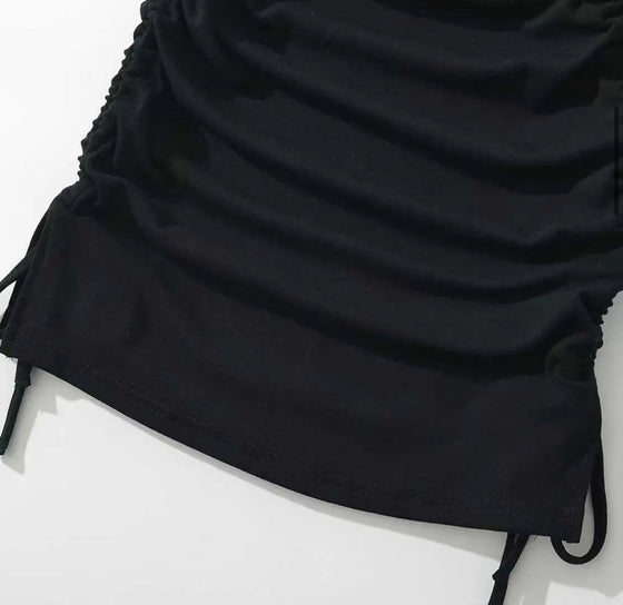Black strs mini dress