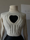 Heart-Cutout Knit Sweaters: Gray and Cream Edition