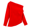 Asymmetrical One-Shoulder Red Blouse