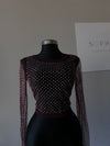 Burgundy Sheer Garnet Sparkle Top