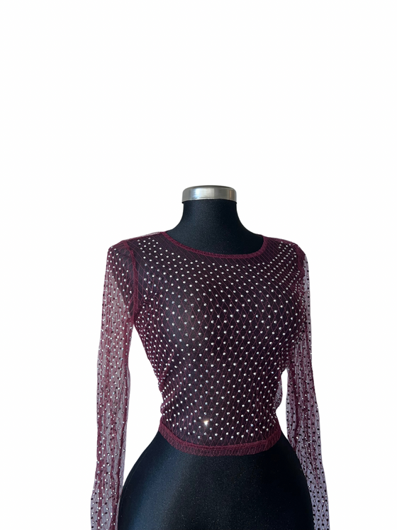 Burgundy Sheer Garnet Sparkle Top