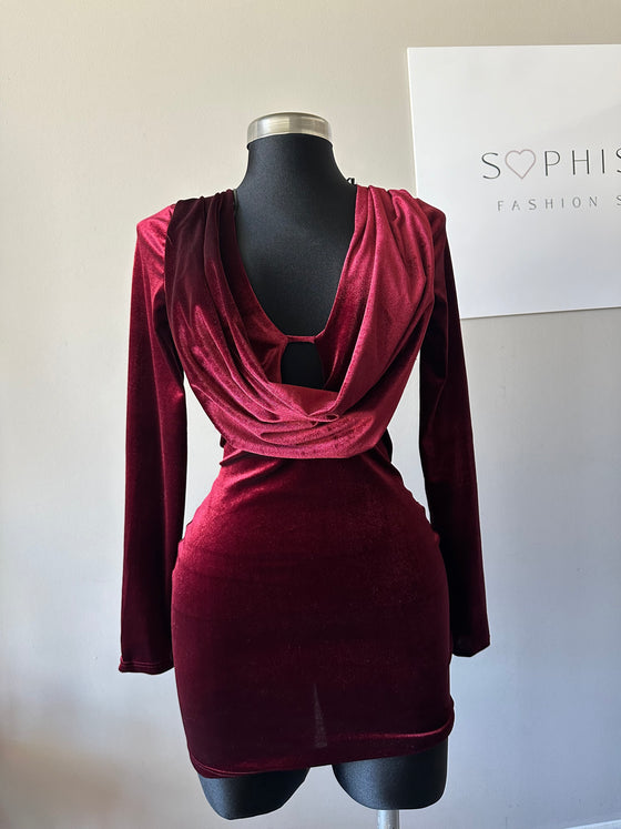 Velvet Ruby Drape-Back Dress