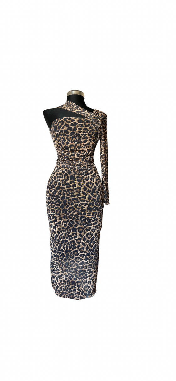 Fierce Leopard One-Shoulder Dress