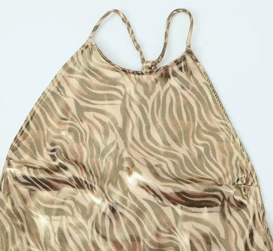 cheeta dress gold