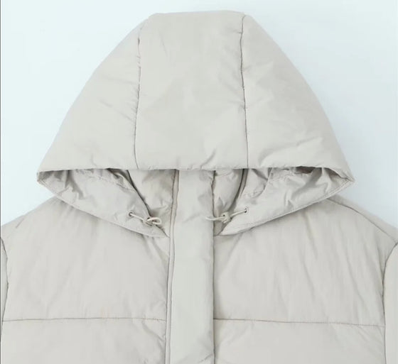 White Cozy Puffer Jacket with Hood