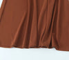 Brown one-shoulder ruched midi dress