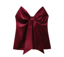  burgundy Velvet Bow Tube Top”