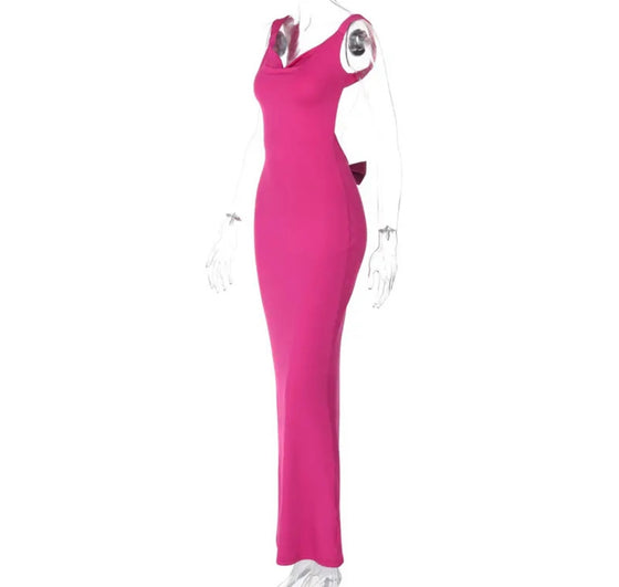 Coquette hote pink maxi dress