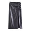 Black Medi Faux Leather Skirt