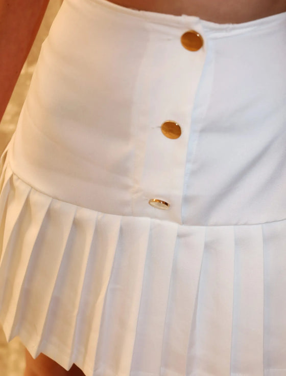 Pleated Button Skirt